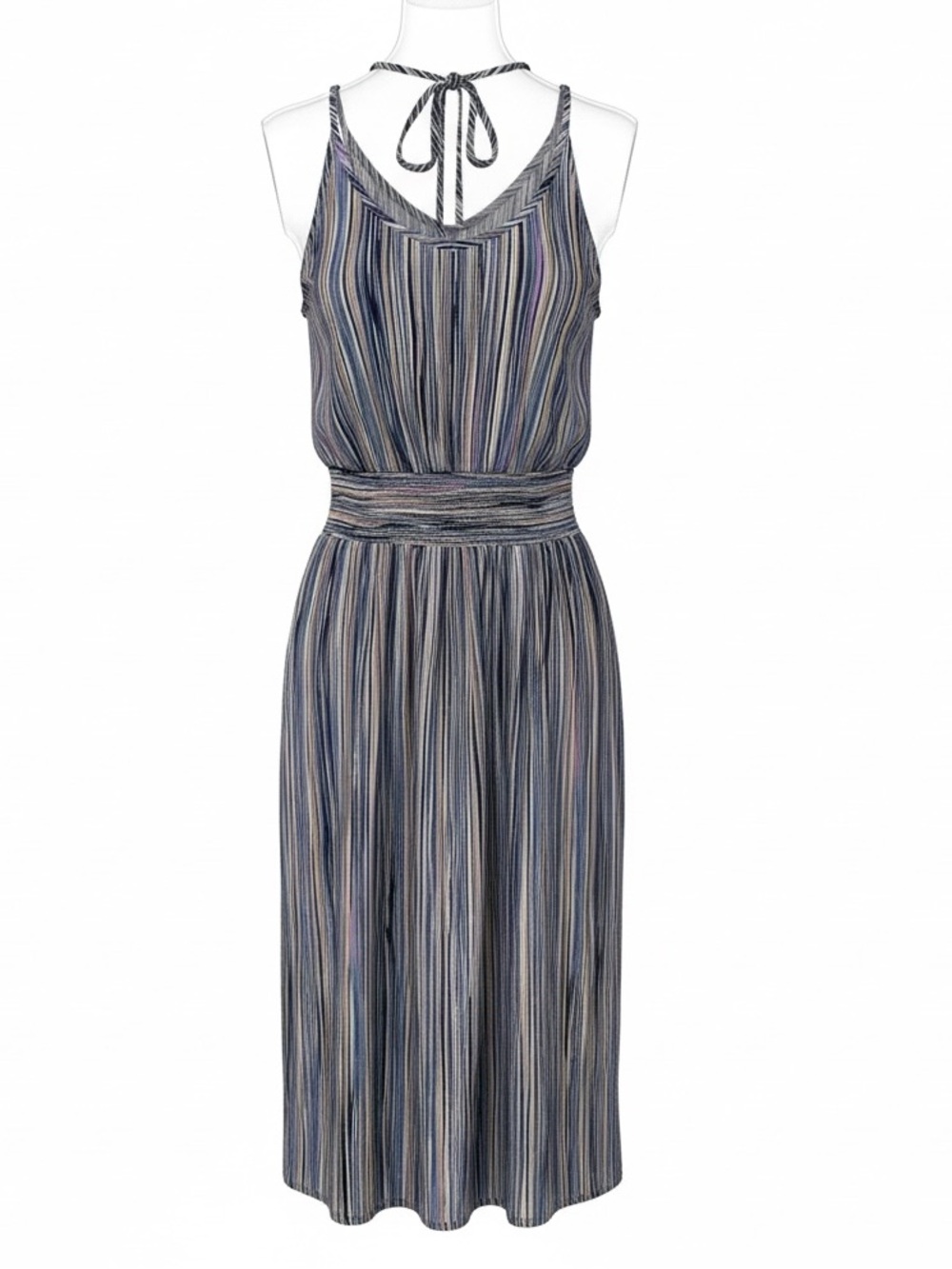 L Love Striped Sleeveless Maxi Dress in Blue and Purple - Size S